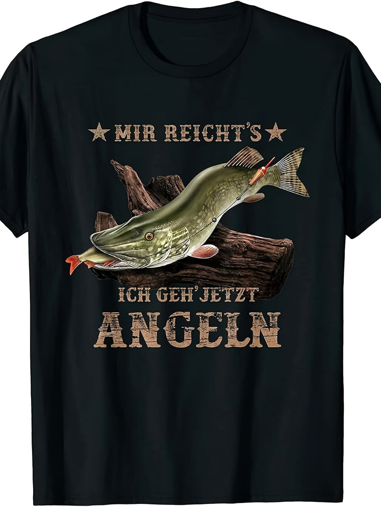 2pcs Angler Quote T-Shirt Fishing Born Work Forced Black