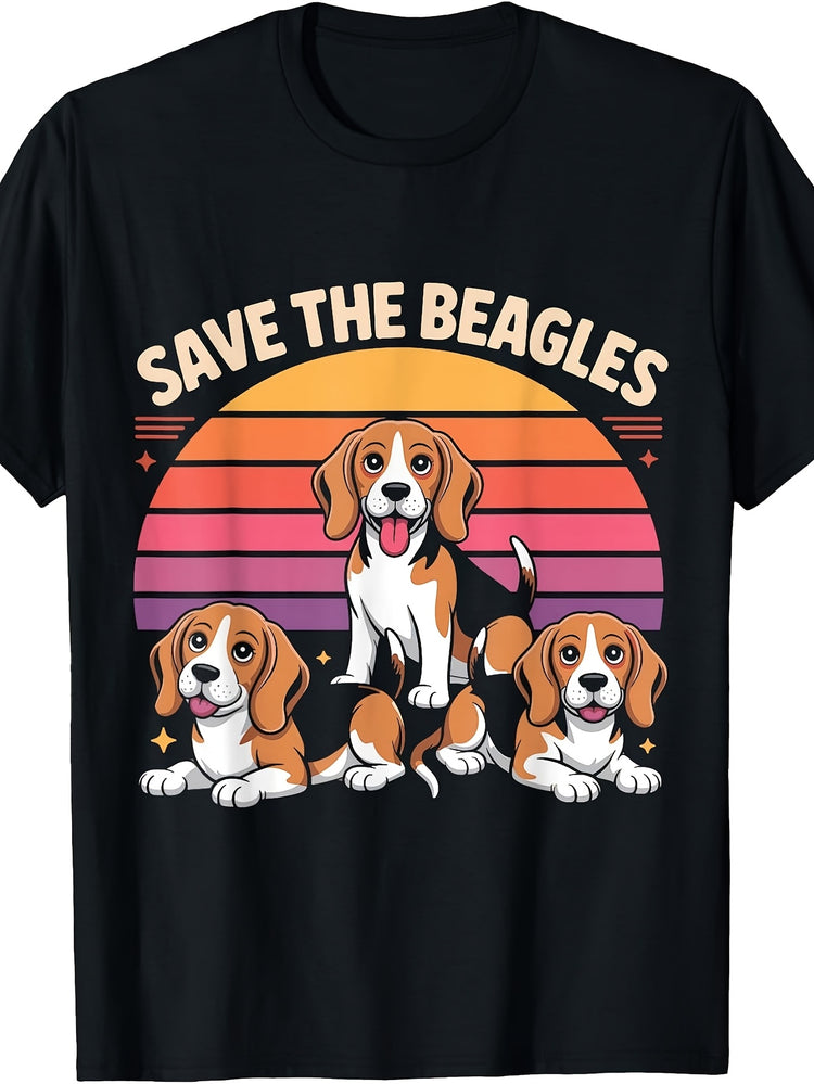 Save The Beagles Animal Rescue Retro Sunset Dogs Lover T-Shirt